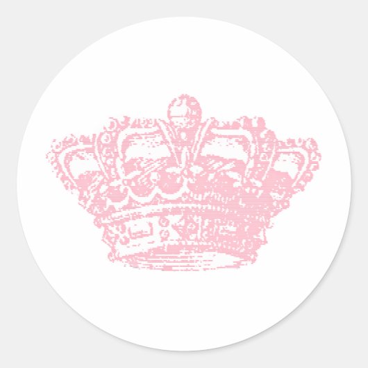 Roze kroon ronde sticker (Voorkant)