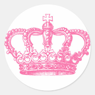 Roze kroon ronde sticker
