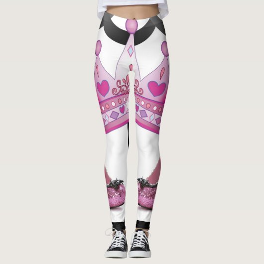 roze kroon schoenen leggings (Voorkant)