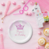 Roze Kroon & Stippen Royal Birthday Party Custom Papieren Bordje (Feest)