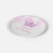 Roze Kroon & Stippen Royal Birthday Party Custom Papieren Bordje (Gekanteld)