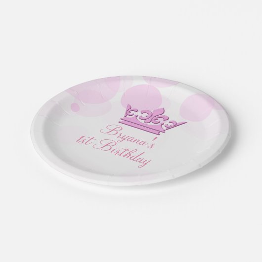 Roze Kroon & Stippen Royal Birthday Party Custom Papieren Bordje (Gekanteld)