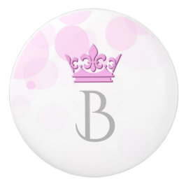 Roze Kroon & Stippen Royal Gepersonaliseerde Lette Keramische Knop