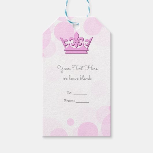 Roze Kroon & Stippen Royal Verjaardagsfeestje Favo Cadeaulabel (Voorkant)