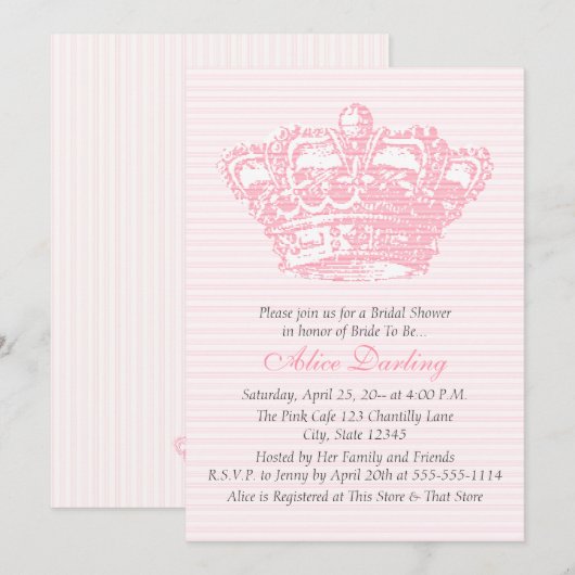 Roze kroon uitnodiging (Voorkant / Achterkant)