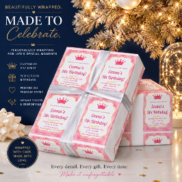 Roze kroon verjaardagsuitnodiging | zazzlemade Mag Cadeaupapier
