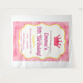 Roze kroon verjaardagsuitnodiging | zazzlemade Mag Wandkleed (Voorkant (horizontaal))