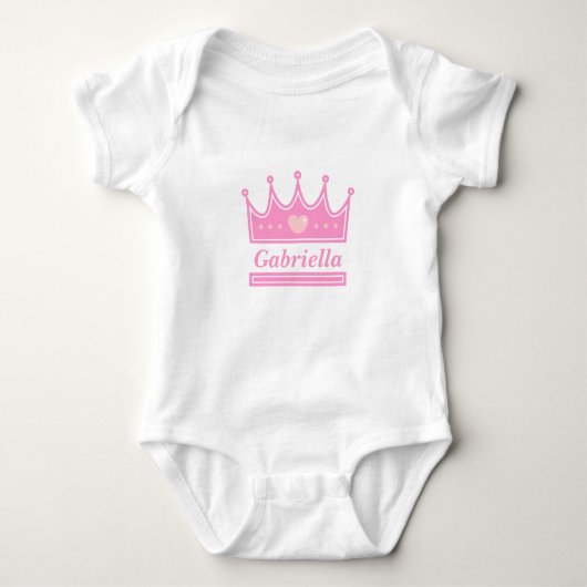 Roze kroon voor de koninklijke prinses, baby meisj romper (Voorkant)