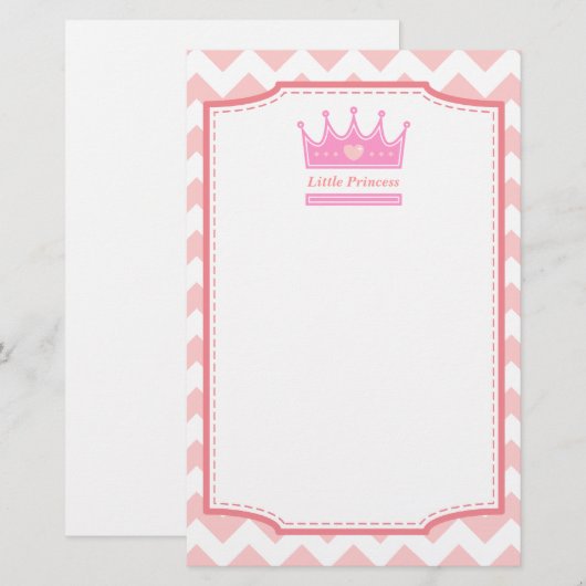 Roze Kroon voor de koninklijke prinses Briefpapier (Voorkant / Achterkant)