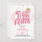 Roze kroonballon 15 dagen uitnodiging (Voorkant)
