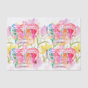 Roze kroonbloemen waterverf pastelontkoppeling tissuepapier