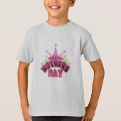Roze kroongelukkige moeders dag Boys T-Shirt (Voorkant)