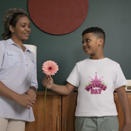 Roze kroongelukkige moeders dag Boys T-Shirt