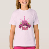 Roze kroongelukkige moeders dag meisjes wit T-shir T-shirt (Voorkant)