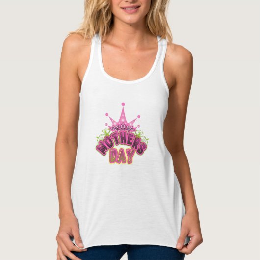 Roze kroongelukkige moeders dag Vrouwen Tanktop (Voorkant)