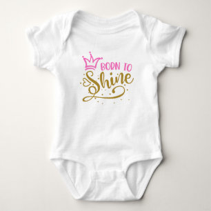 Roze kroongouden hart geboren uit Shine Romper