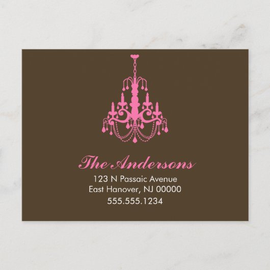 Roze kroonluchter bewegende aankondigingen aankondigingskaart (Voorkant)