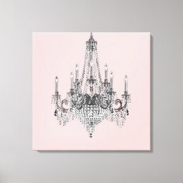 Roze Kroonluchter Canvas Wandkunst Afdruk