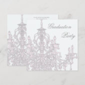 Roze Kroonluchter Graduation Party Uitnodiging (Voorkant / Achterkant)