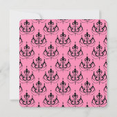 Roze Kroonluchter Huwelijk Bewaar de Datum Kaart (Achterkant)