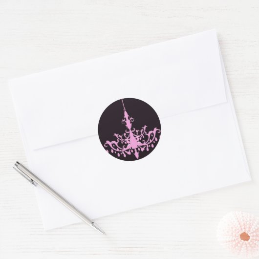 Roze kroonluchter op zwarte Sticker (Envelop)