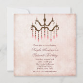 Roze Kroonluchter Sweet 16 Feest Kaart (Achterkant)