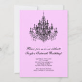 Roze kroonluchter Sweet 16 Party Kaart (Achterkant)