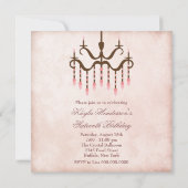 Roze kroonluchter Sweet 16 Party Kaart (Achterkant)