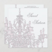 Roze kroonluchter Sweet 16 verjaardagsfeestje Kaart (Voorkant / Achterkant)