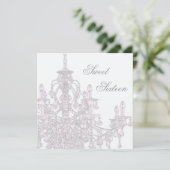 Roze kroonluchter Sweet 16 verjaardagsfeestje Kaart (Staand voorkant)