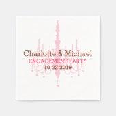 Roze kroonluchter verlovingsfeest servetten (Voorkant)