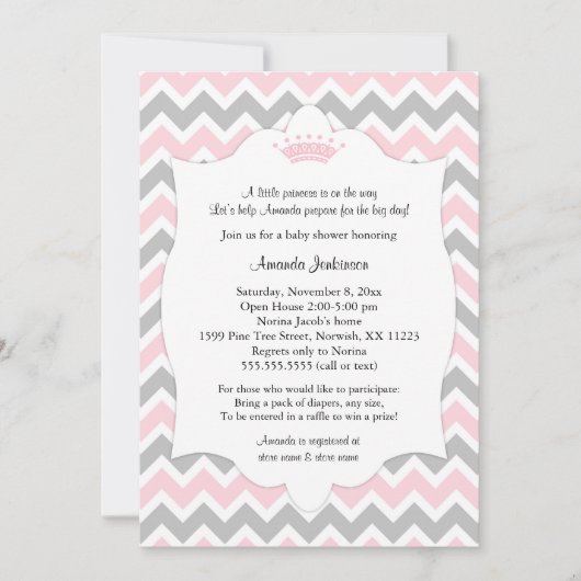 Roze kroonprinses Baby shower nodigt/meisje prinse Kaart (Voorkant)