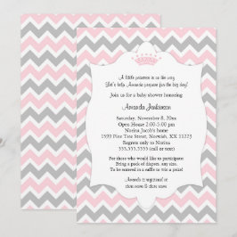 Roze kroonprinses Baby shower nodigt/meisje prinse Kaart