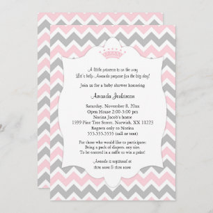 Roze kroonprinses Baby shower nodigt/meisje prinse Kaart
