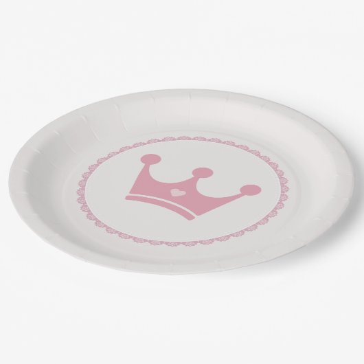 Roze Kroonprinses Kant Pastel Waterverf Papieren Bordje (Gekanteld)