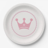 Roze Kroonprinses Kant Pastel Waterverf Papieren Bordje (Voorkant)