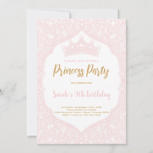 roze kroonprinses verjaardag kaart (Voorkant)