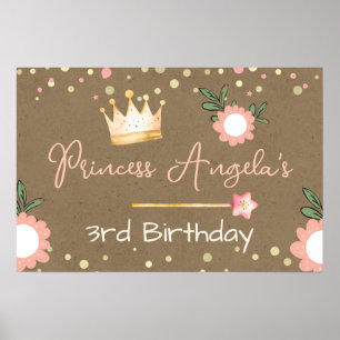 Roze kroonprinses verjaardag kraft poster
