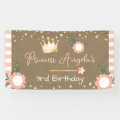 Roze kroonprinses verjaardag kraft spandoek (Horizontaal)