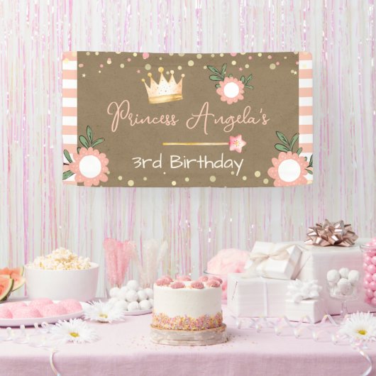 Roze kroonprinses verjaardag kraft spandoek (Feest)