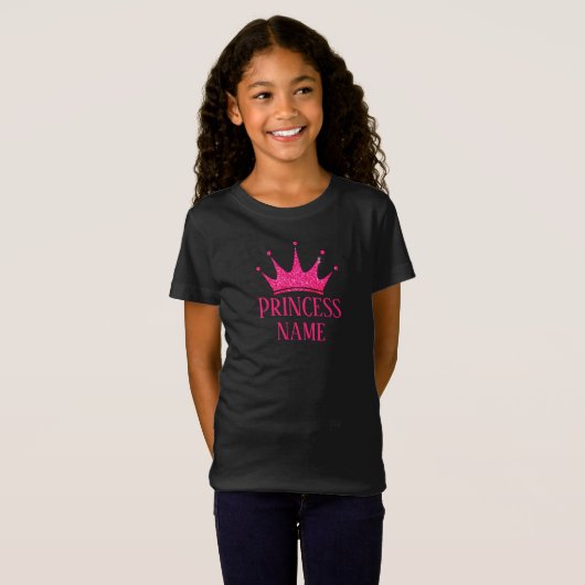 Roze kroonprinses ... Voeg naam aan T-Shirt toe (Voorkant volledig)