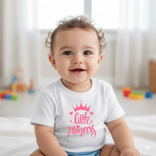 Roze kroontje kleine prinses baby t-shirt