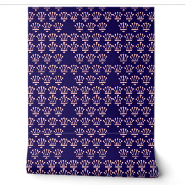 Roze Kroontjes Donkerblauw Behang