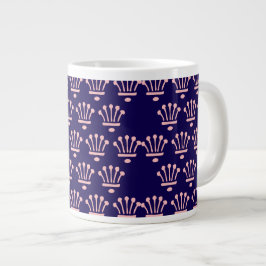 Roze Kroontjes Donkerblauw Grote Koffiekop