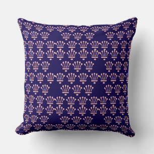 Roze Kroontjes Donkerblauw Kussen