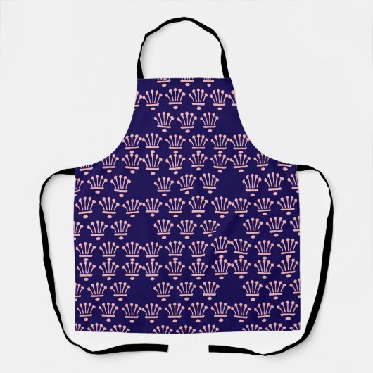 Roze Kroontjes Donkerblauw Schort (Voorkant)