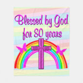  ROZE KRUIS 80E VERJAARDAG FLEECE DEKEN (Voorkant)