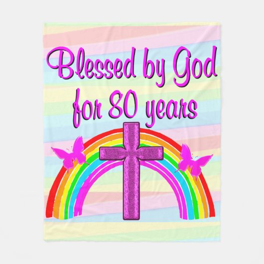 ROZE KRUIS 80E VERJAARDAG FLEECE DEKEN (Voorkant)