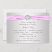 Roze Kruis Baby Meisje Doop Kaart (Achterkant)