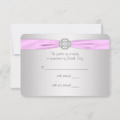 Roze Kruis Baby Meisje Doop RSVP (Achterkant)